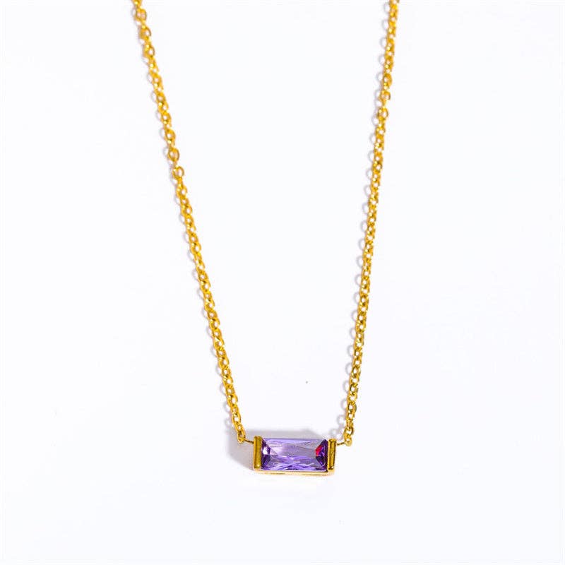 Lucky Birthstone Bar Necklace