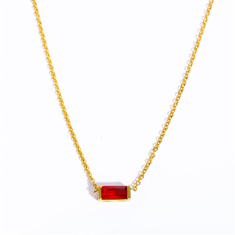 Lucky Birthstone Bar Necklace