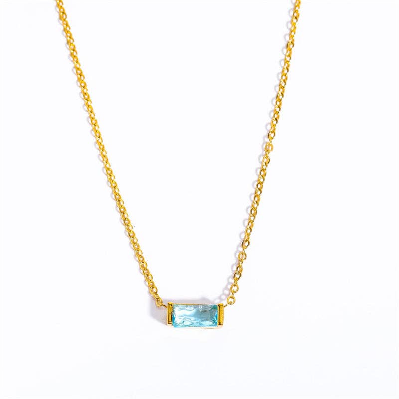 Lucky Birthstone Bar Necklace