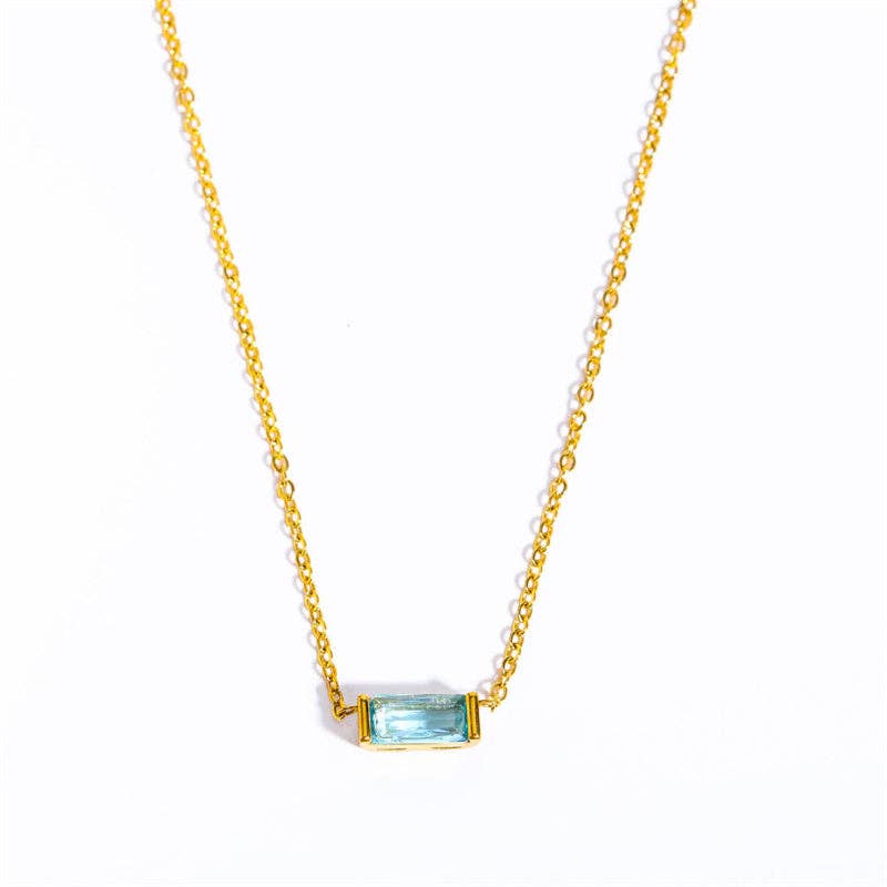 Lucky Birthstone Bar Necklace