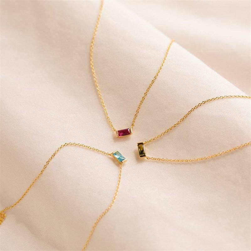 Lucky Birthstone Bar Necklace