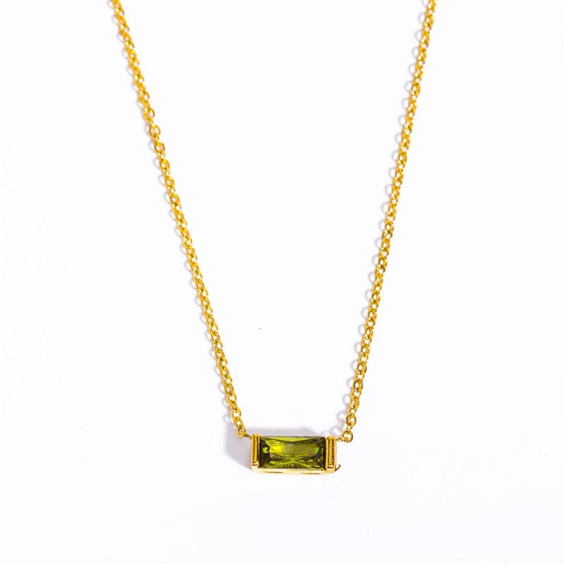 Lucky Birthstone Bar Necklace