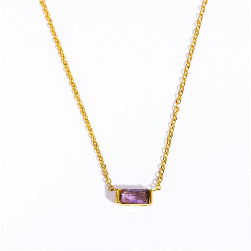 Lucky Birthstone Bar Necklace