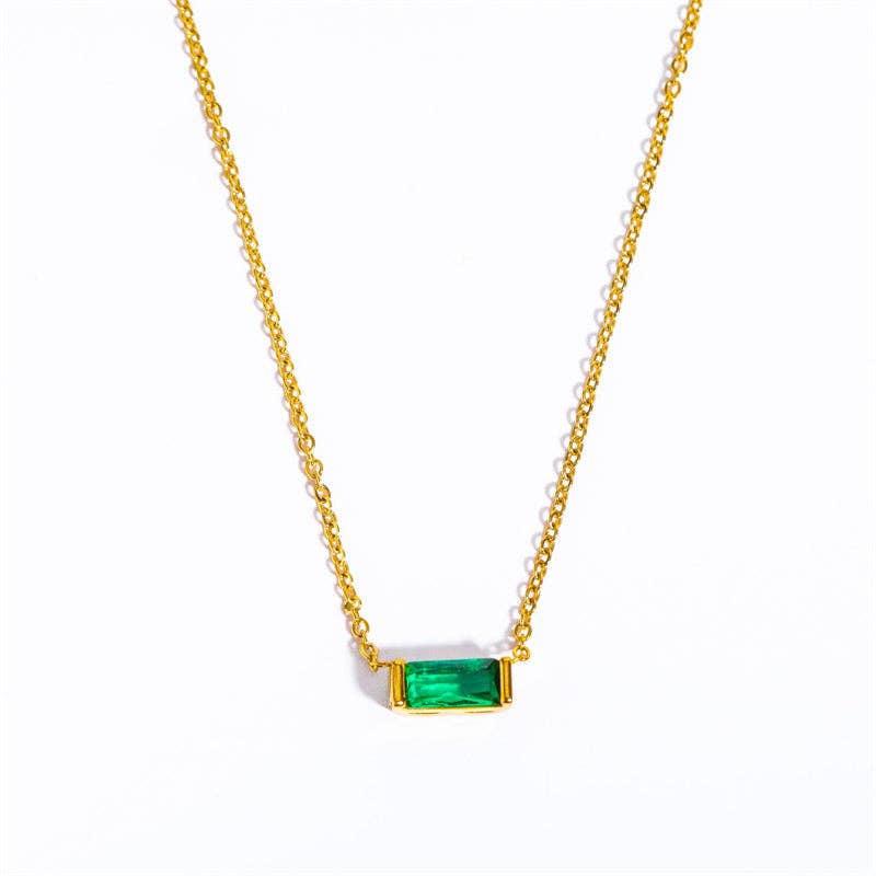 Lucky Birthstone Bar Necklace