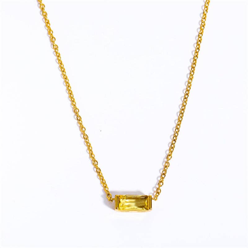 Lucky Birthstone Bar Necklace