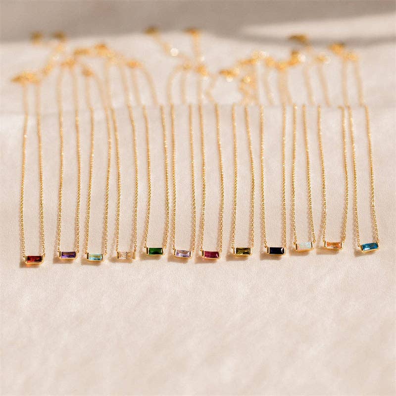 Lucky Birthstone Bar Necklace